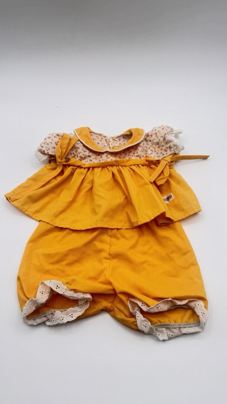 Vintage Cabbage Patch Kids Dress yellow Shoulder Ties Bloomers flowers